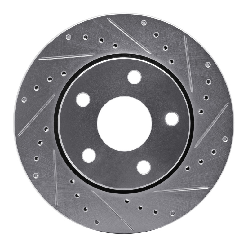 Jeep Wrangler Brake Rotor (1) - Front Right - R1 Concepts - Drilled & Slotted - Silver - `07-`18
